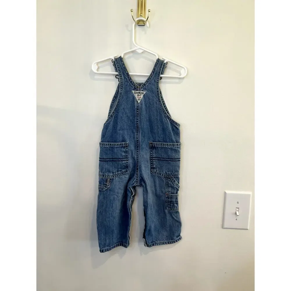 Vintage OshKosh B’gosh Baby Denim Overalls 12 Months Carpenter Style